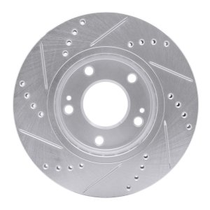 Hyundai Santa Fe Brake Rotor (1) - Front Right - R1 Concepts - Drilled & Slotted - Silver - `01-`05